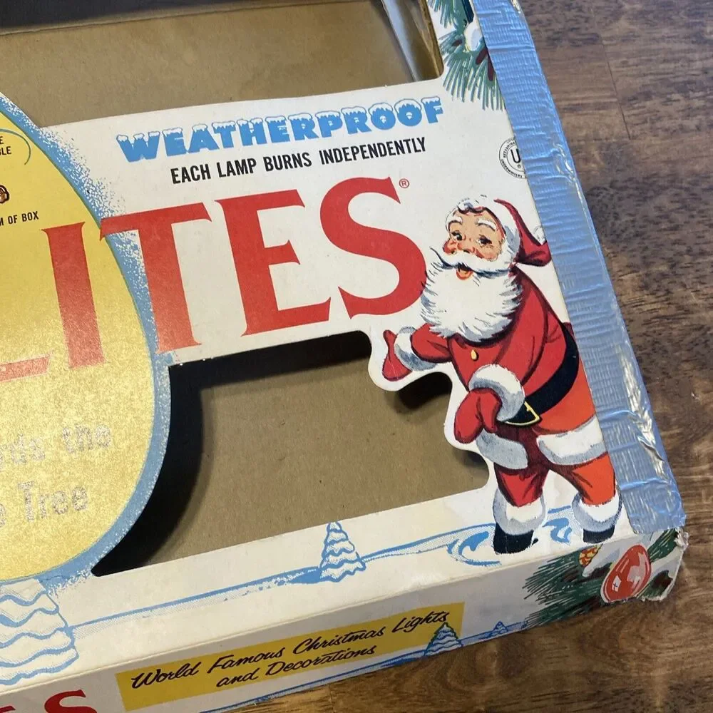 Vintage Noma Lites BOX ONLY Large 20”x11” Westinghouse Lamps Colorful Santa